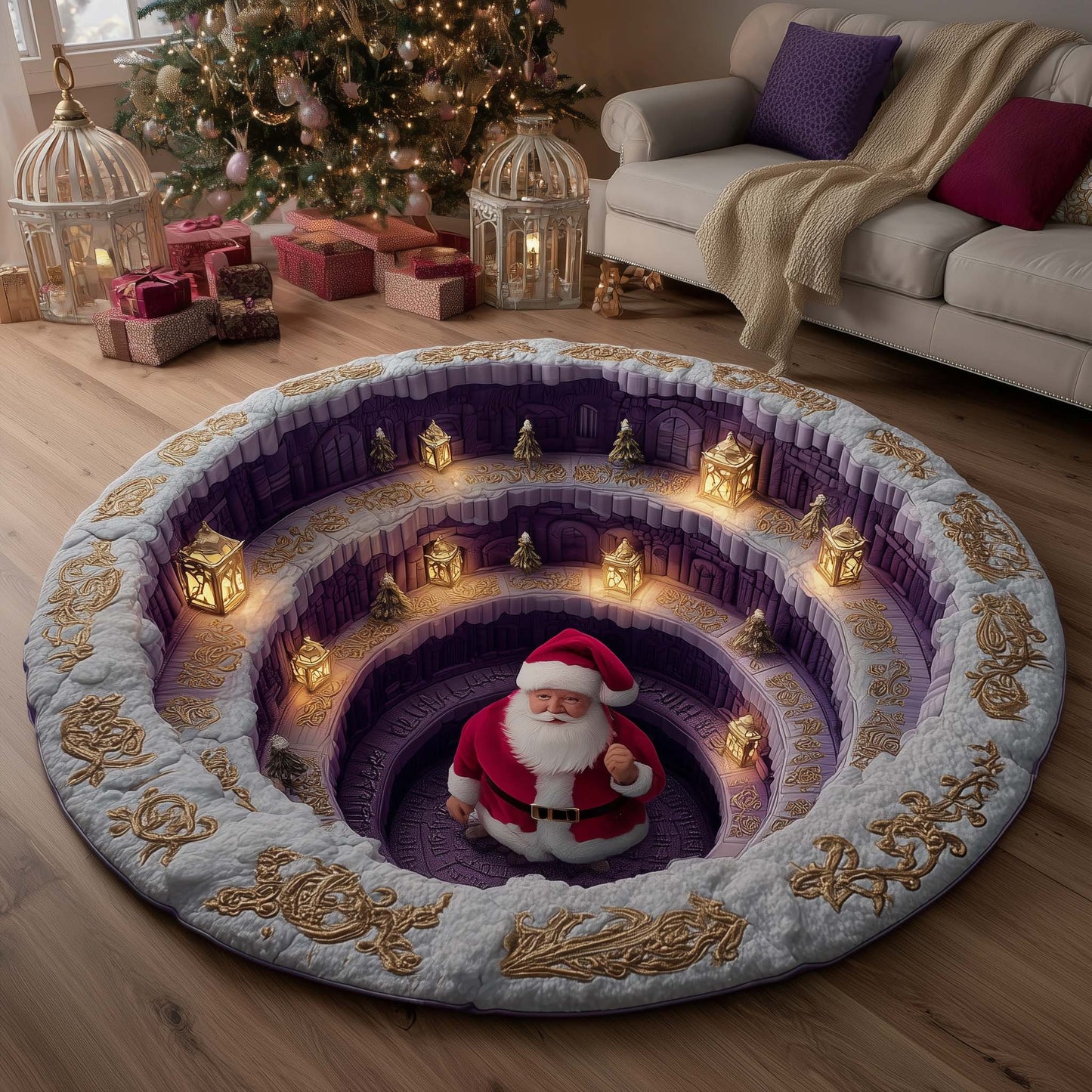 Jolly Santa Quilted Round Mat GFTOMA7404