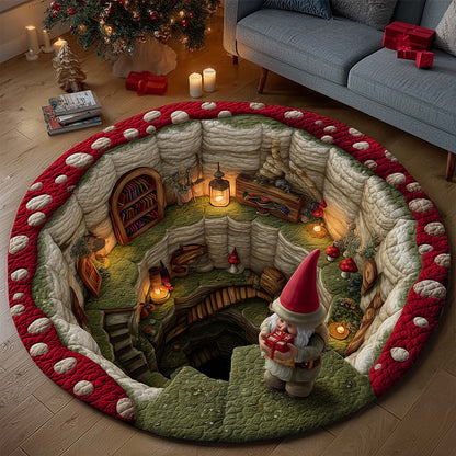 Mushroom Burrow Quilted Round Mat GFTOMA7407