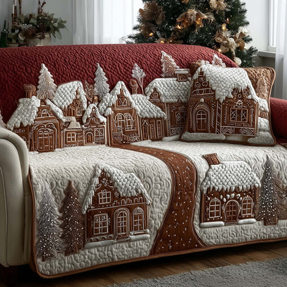 Snowy Village Quilted Sofa Cover GFTOMA7413
