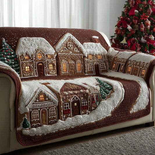 Snowy Village Quilted Sofa Cover GFTOMA7414