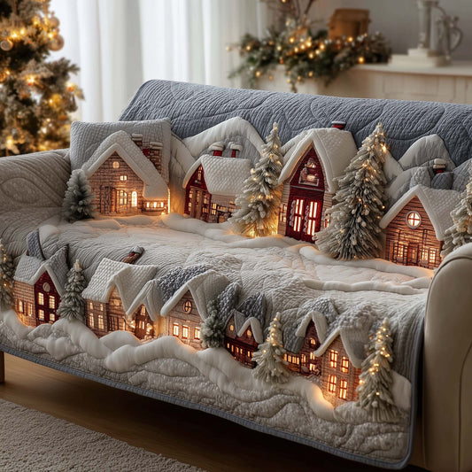 Snowy Village Quilted Sofa Cover GFTOMA7416