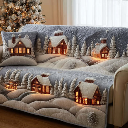 Snowy Village Quilted Sofa Cover GFTOMA7421