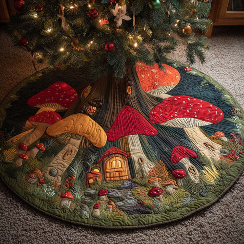 Mushroom Burrow Quilted Tree Skirt GFTOMA7435