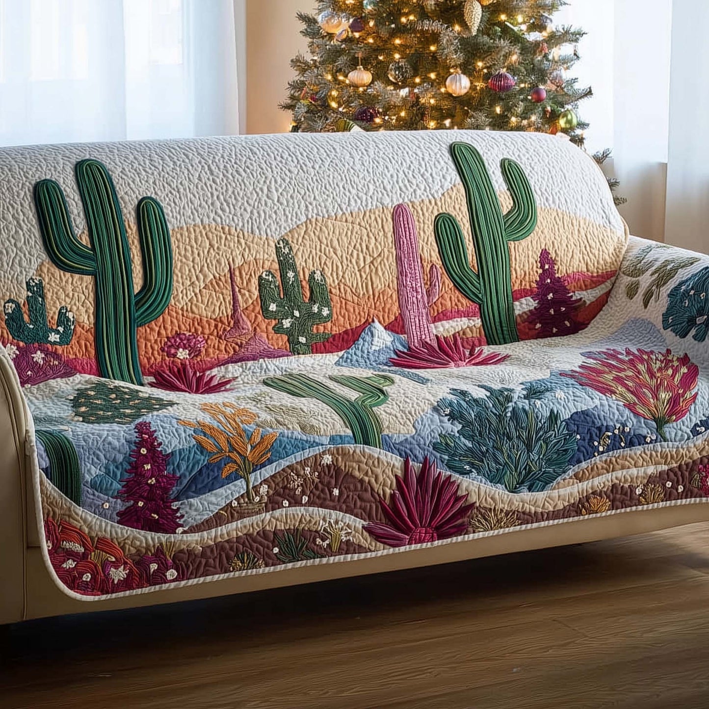 Cactus Quilted Sofa Cover GFTOMA7443
