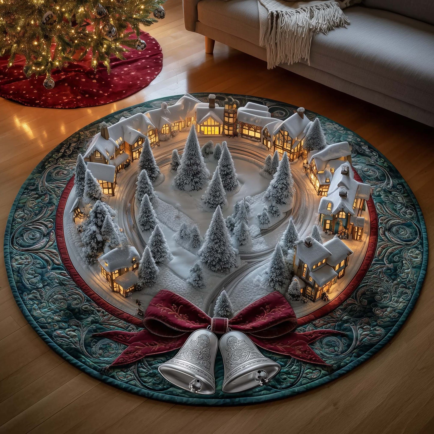 Yuletide Bell Quilted Round Mat GFTOMA7453