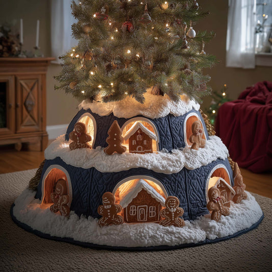 Gingerbread Burrow Quilted Tree Skirt GFTOMA7481