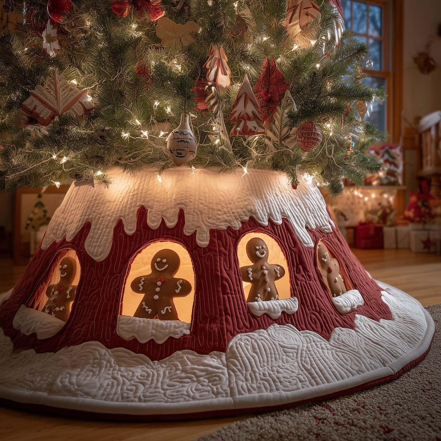 Gingerbread Burrow Quilted Tree Skirt GFTOMA7482