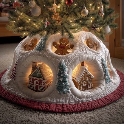 Gingerbread Burrow Quilted Tree Skirt GFTOMA7483