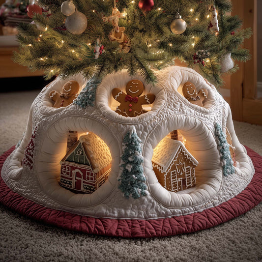Gingerbread Burrow Quilted Tree Skirt GFTOMA7483