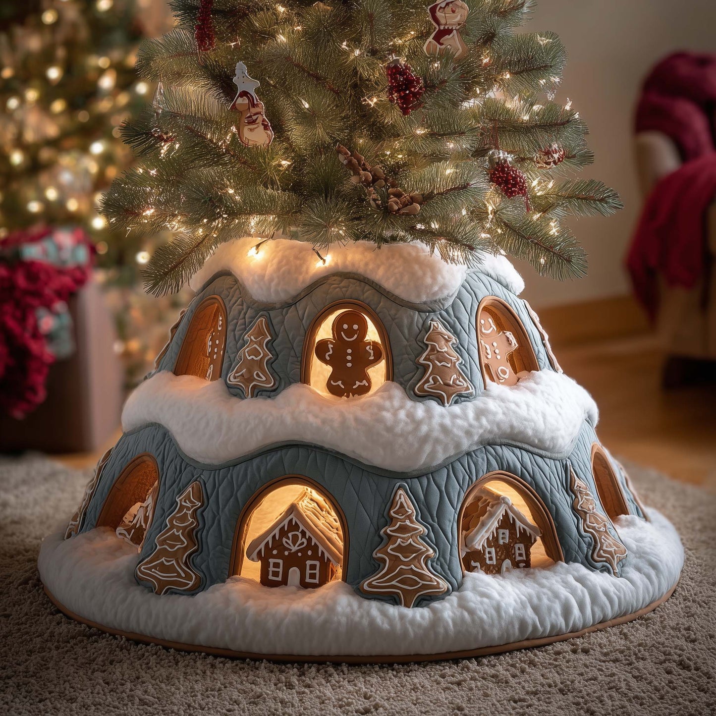 Gingerbread Burrow Quilted Tree Skirt GFTOMA7484