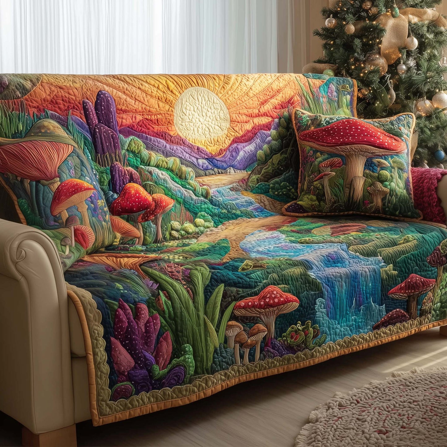 Mushroom Caps Quilted Sofa Cover GFTOMA7495