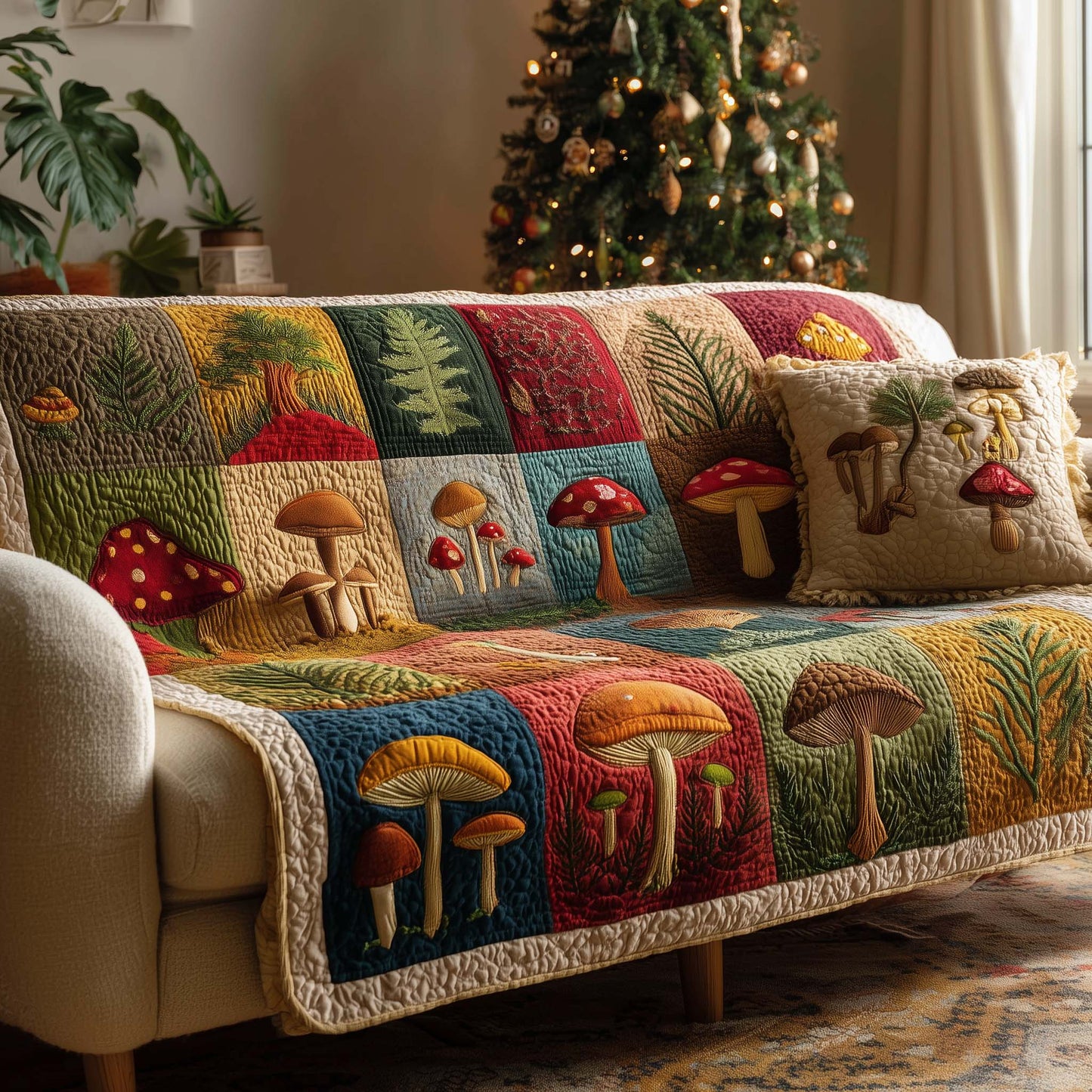 Mushroom Caps Quilted Sofa Cover GFTOMA7496