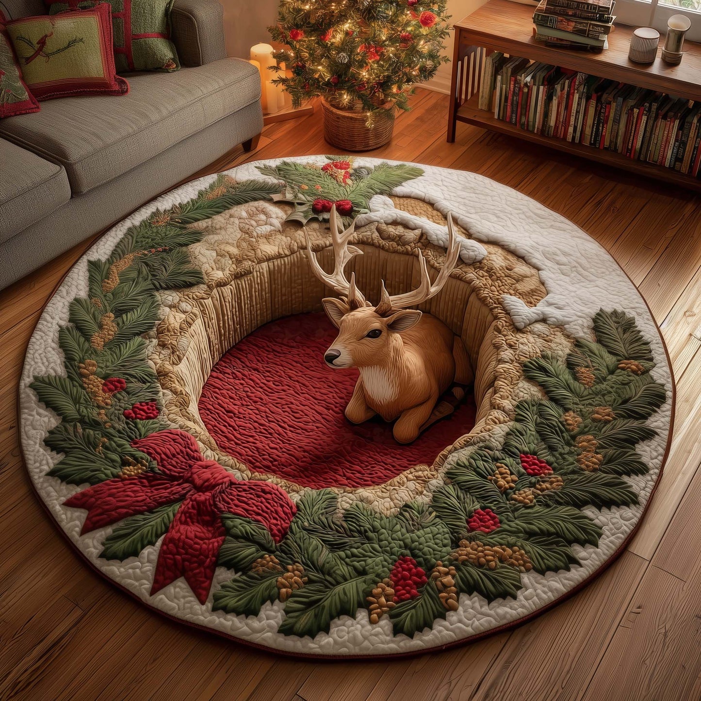 Reindeer Quilted Round Mat GFTOMA7521