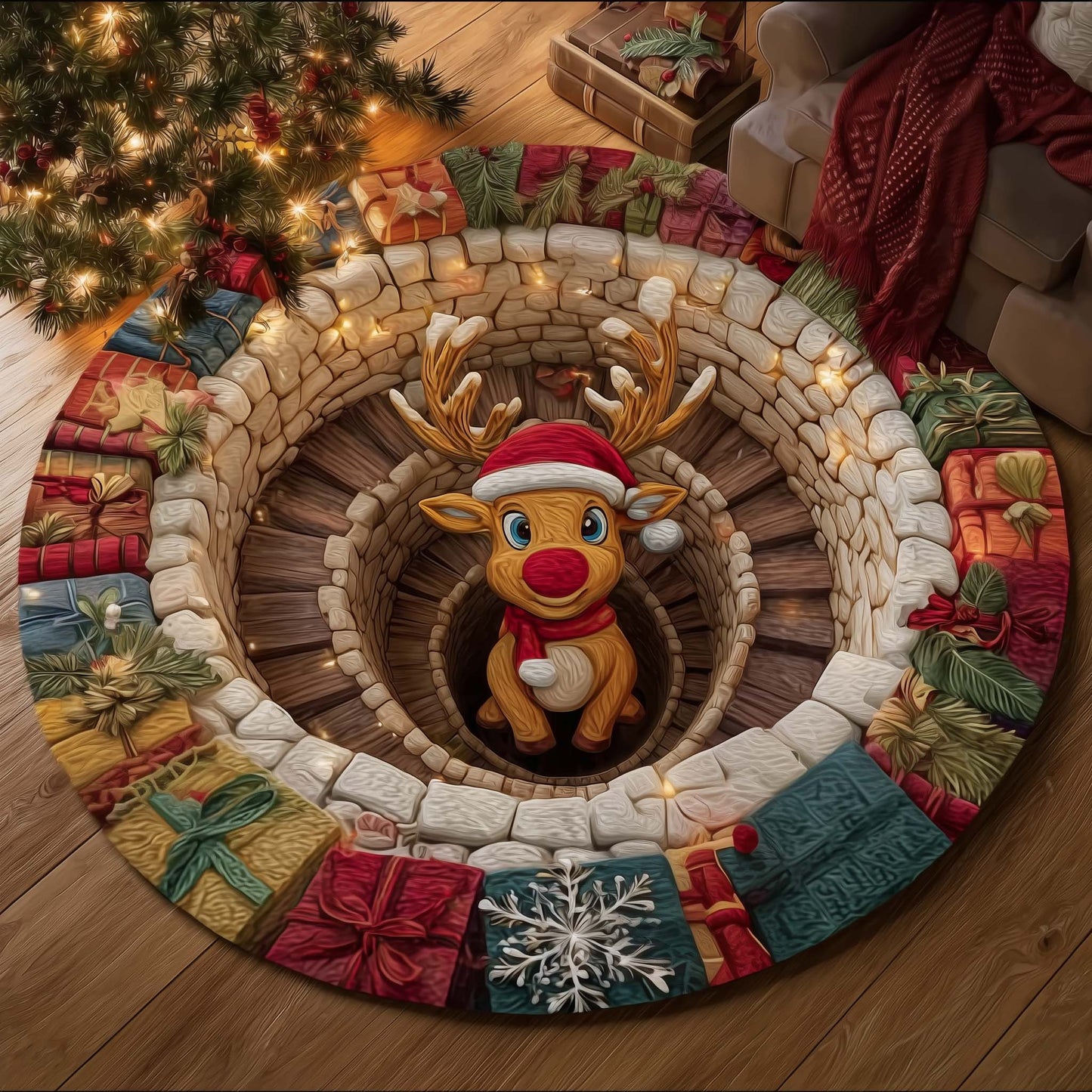 Reindeer Quilted Round Mat GFTOMA7523