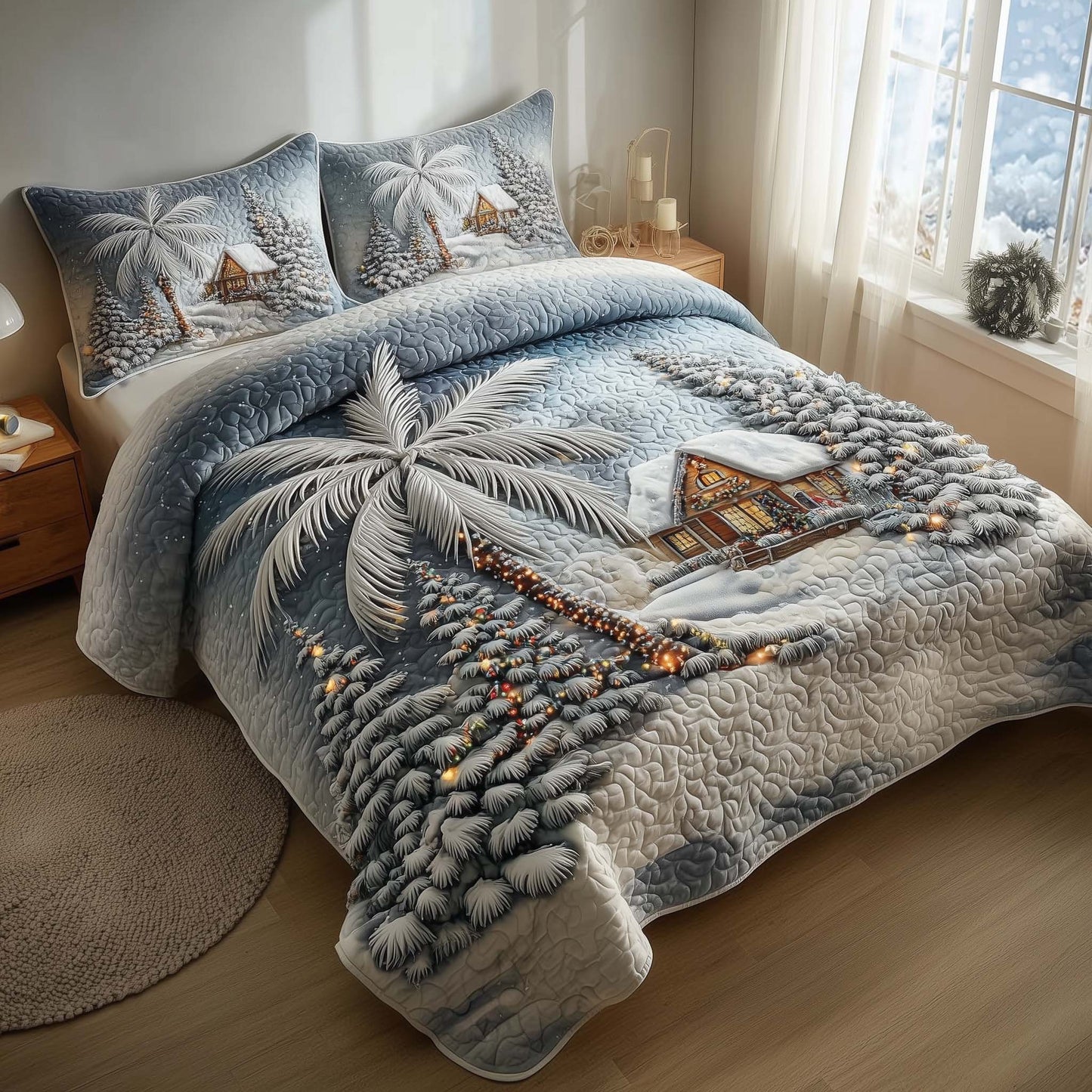 Christmas Palm Tree Duvet Cover Set GFTOMA7534