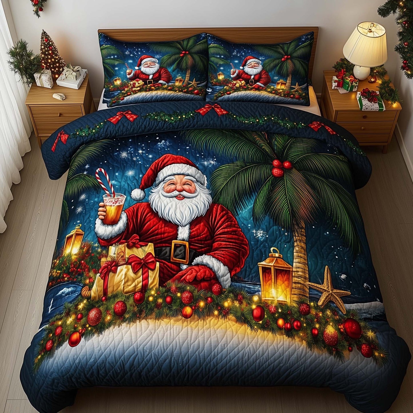 Christmas Palm Tree Duvet Cover Set GFTOMA7537