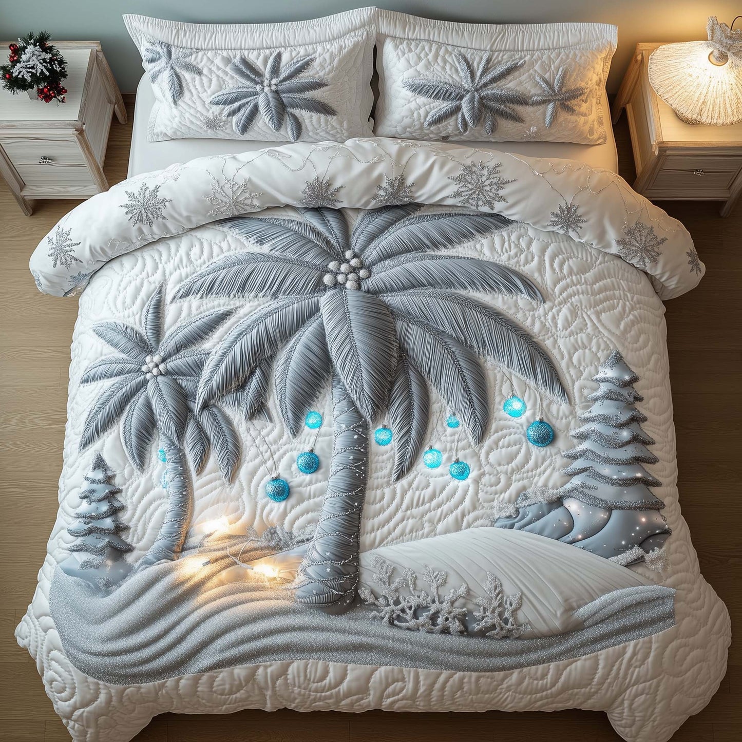 Christmas Palm Tree Duvet Cover Set GFTOMA7539