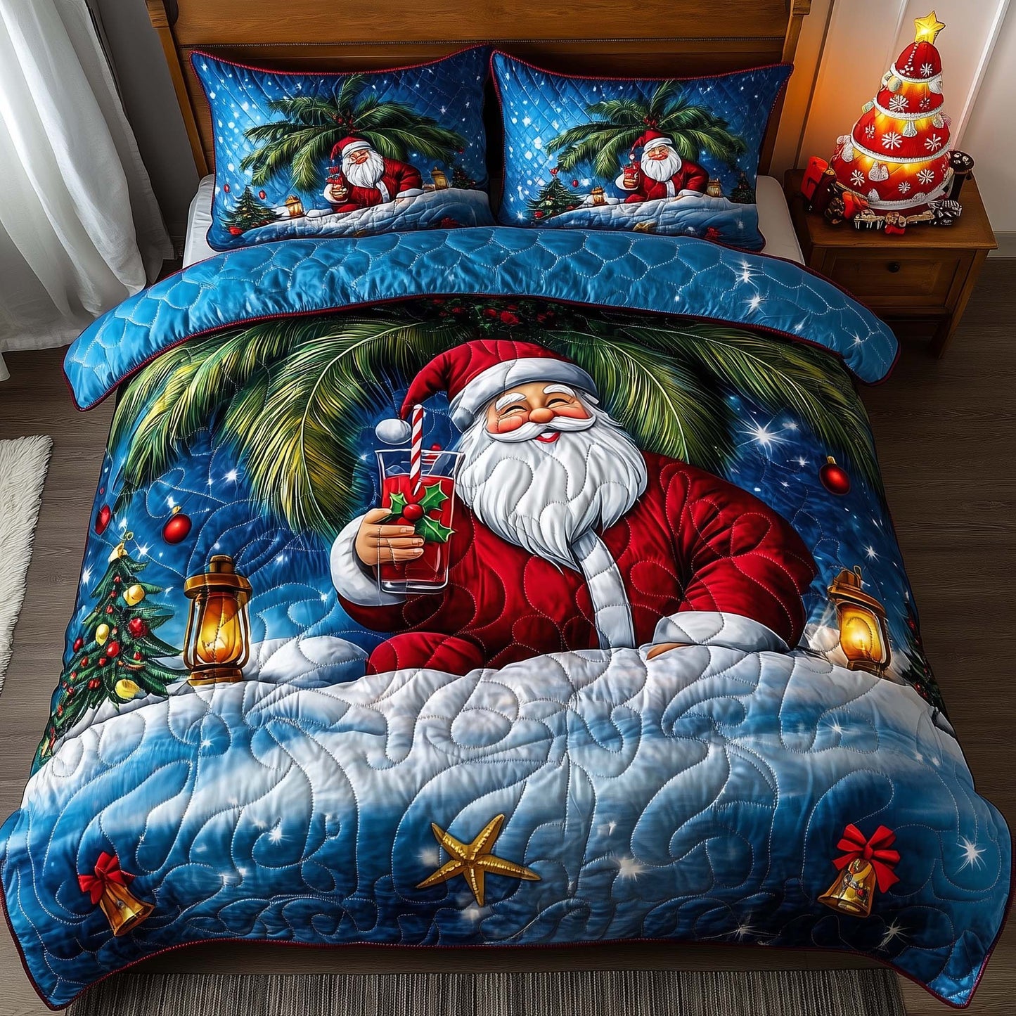 Christmas Palm Tree Duvet Cover Set GFTOMA7542