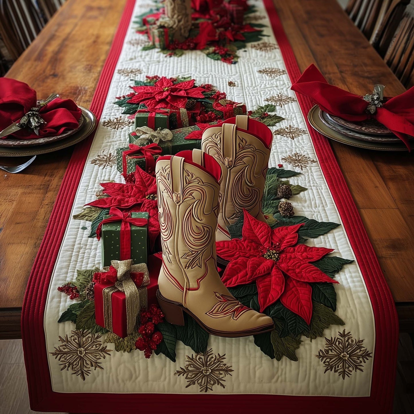 Western Christmas Quilted Table Runner GFTOMA7546