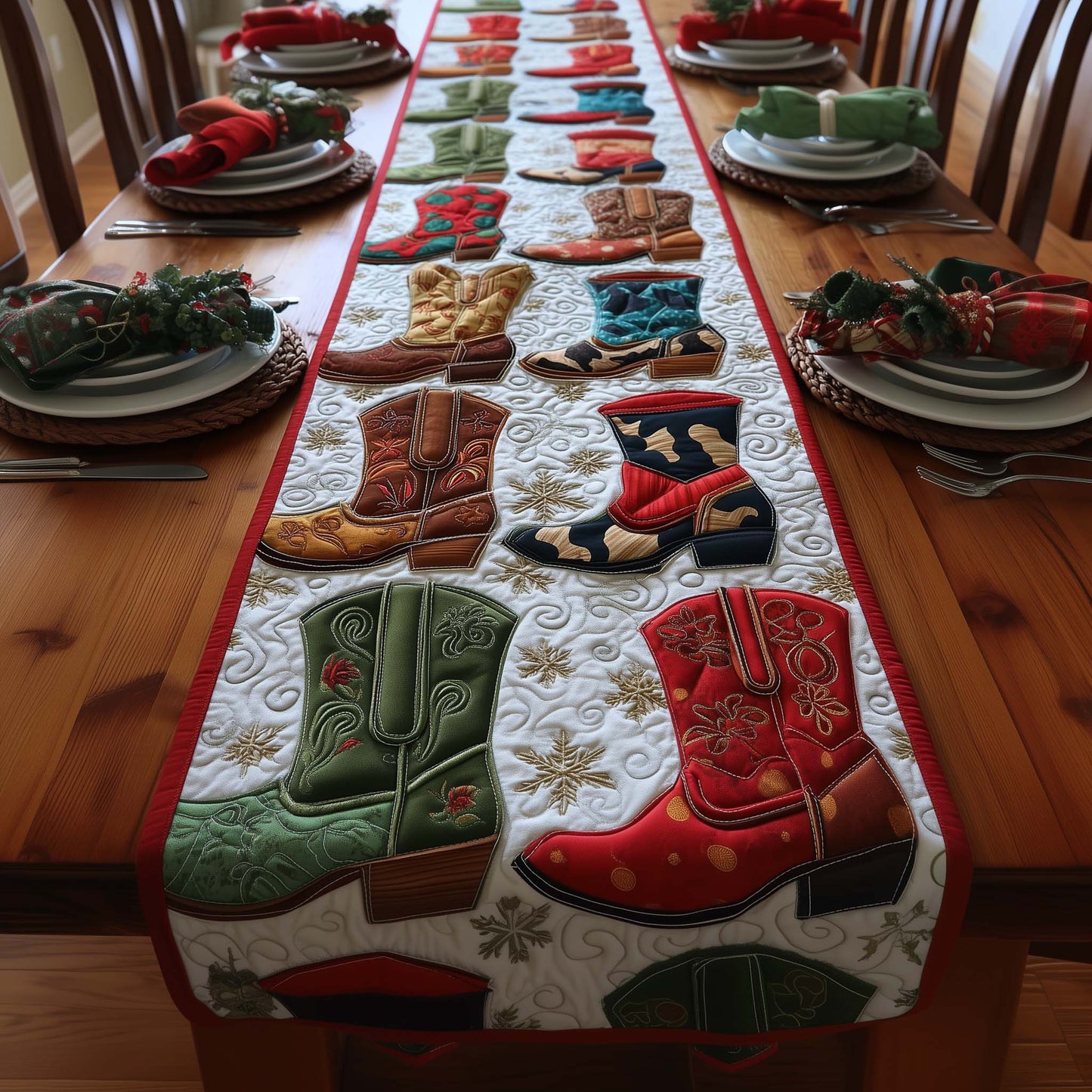 Western Christmas Quilted Table Runner GFTOMA7547