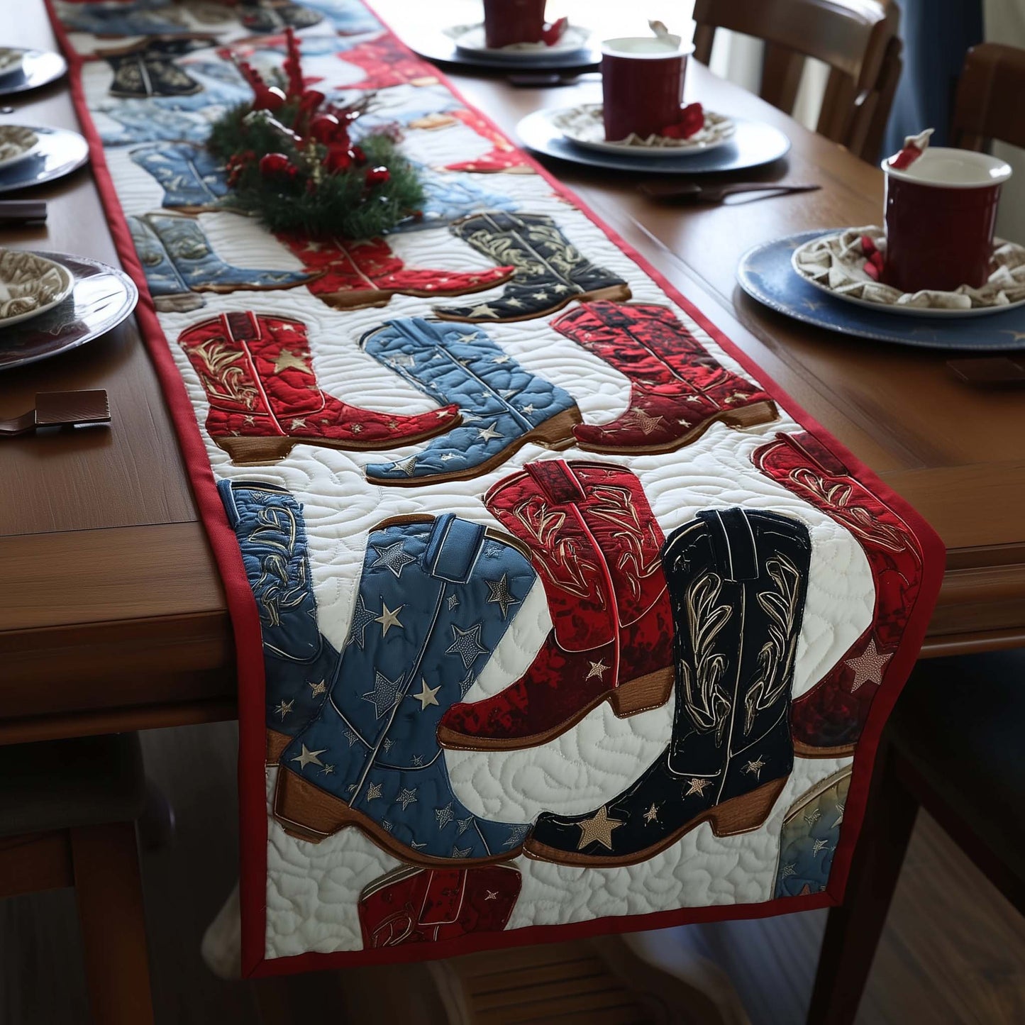 Western Christmas Quilted Table Runner GFTOMA7550