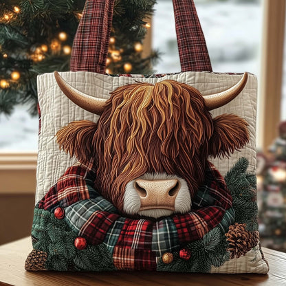 Highland Cow Quilted Tote Bag GFTOMA7552