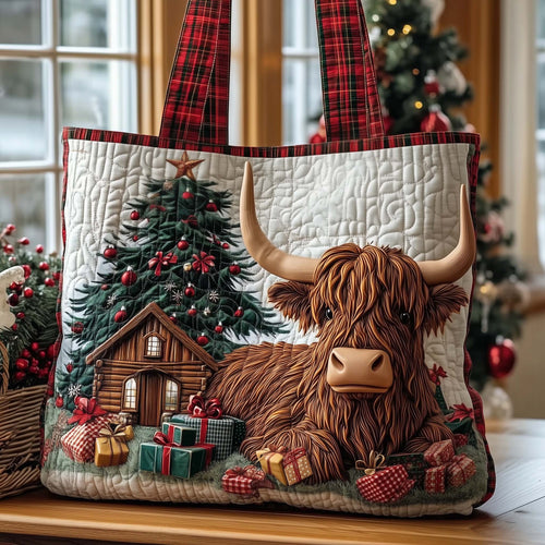Highland Cow Quilted Tote Bag GFTOMA7553