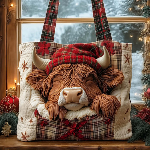 Highland Cow Quilted Tote Bag GFTOMA7554