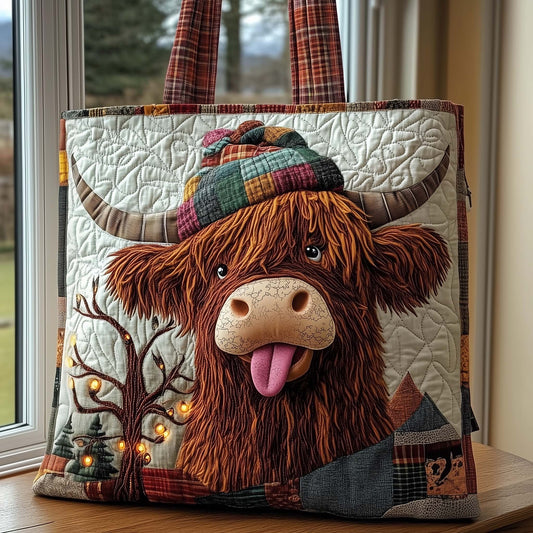 Highland Cow Quilted Tote Bag GFTOMA7555
