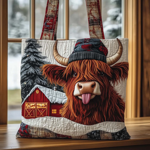 Highland Cow Quilted Tote Bag GFTOMA7556