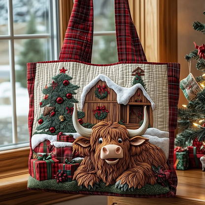 Highland Cow Quilted Tote Bag GFTOMA7558