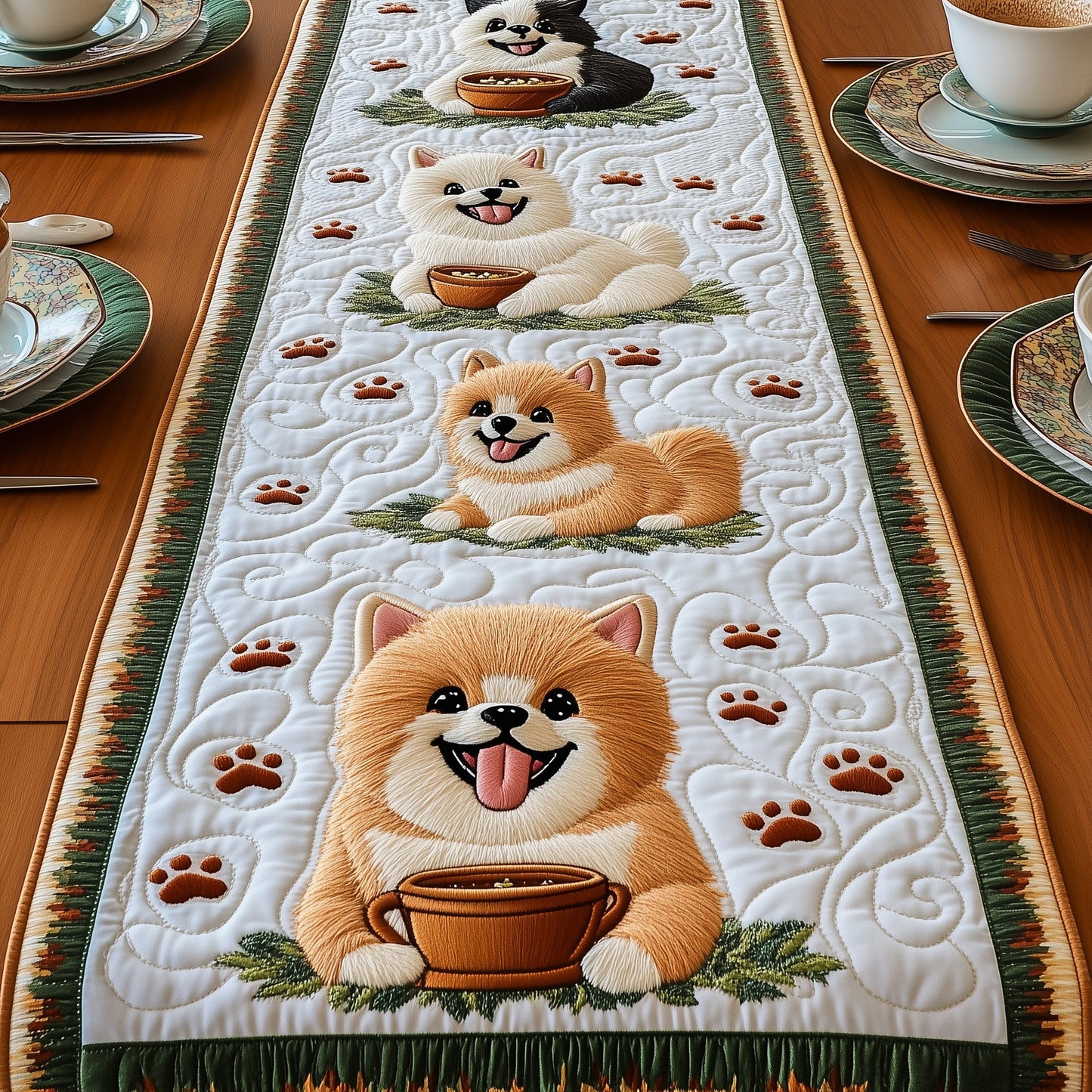 Pomeranian Quilted Table Runner GFTOMA757