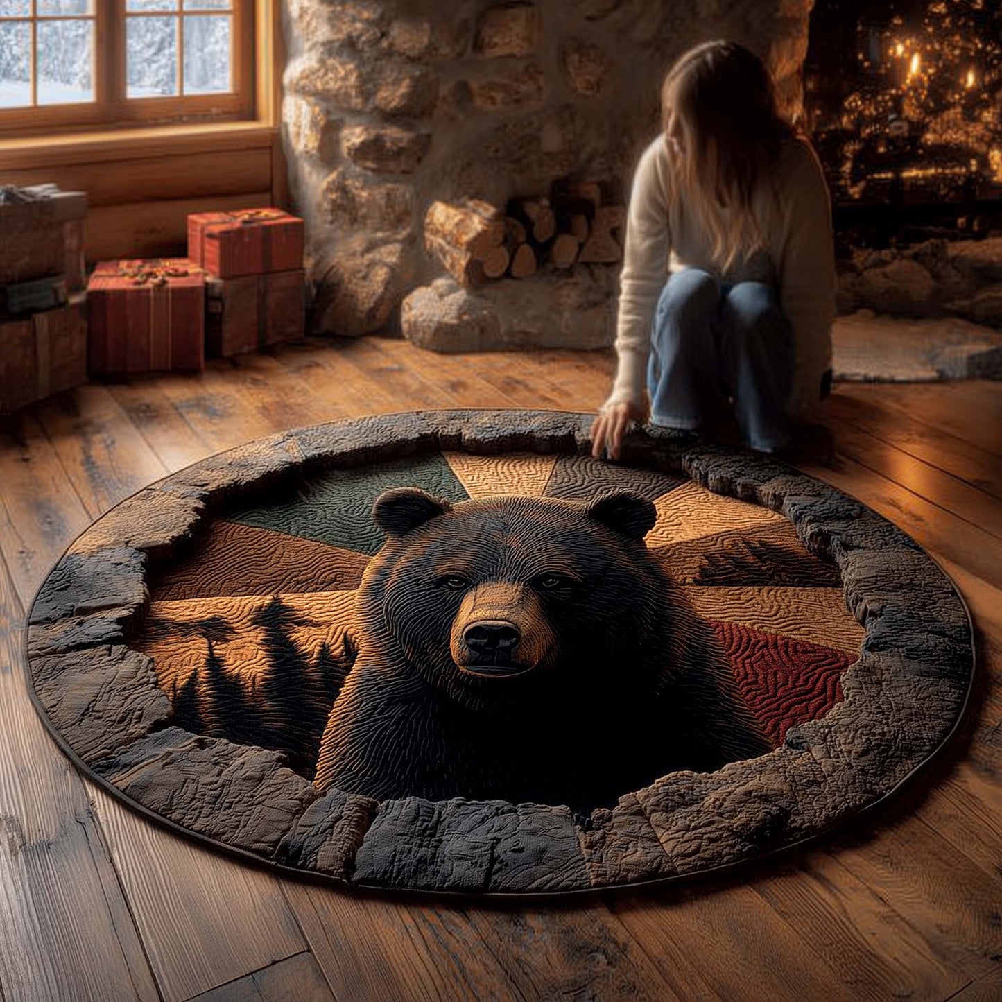 Wilderness Bear Quilted Round Mat GFTOMA7580