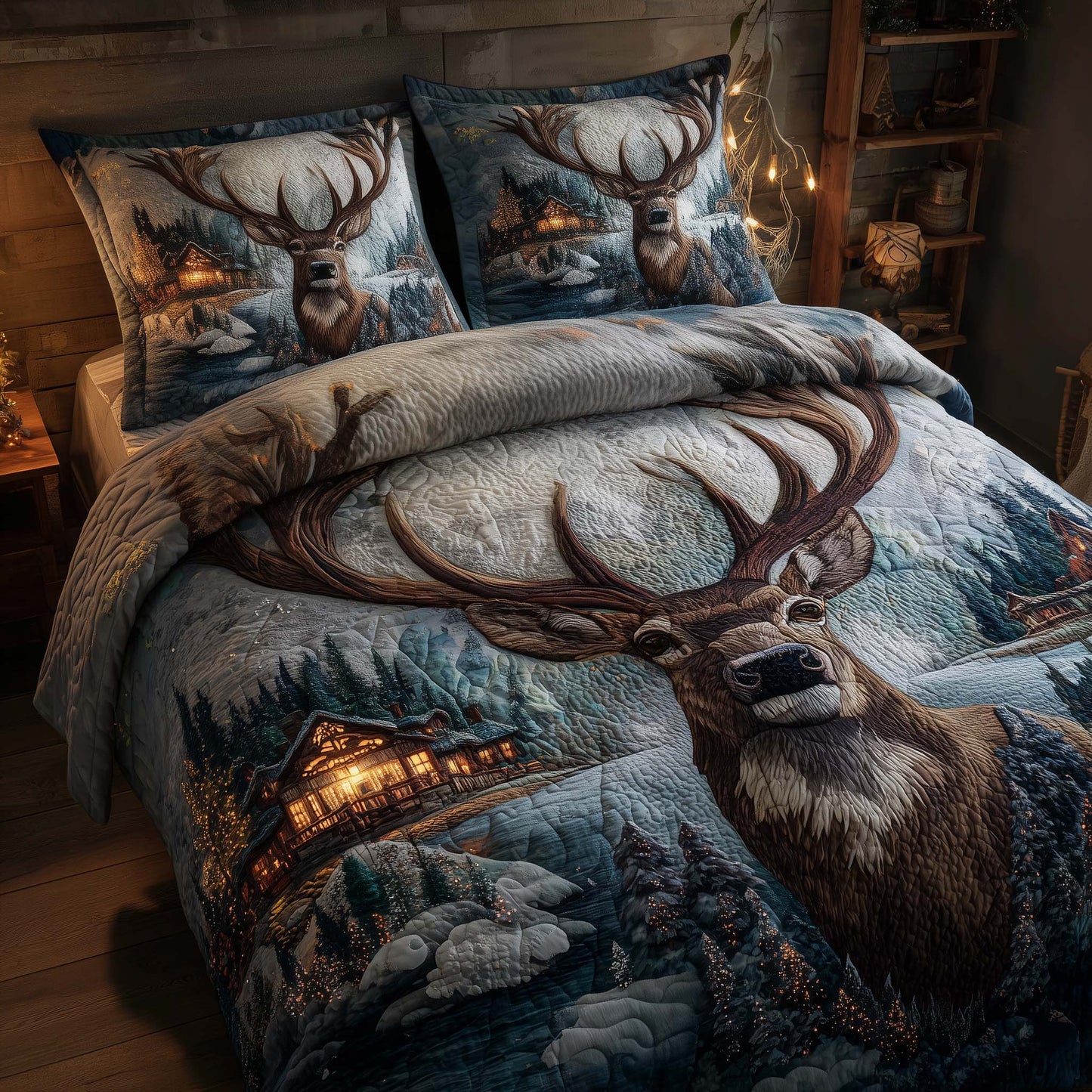 Deer and Cabin Duvet Cover Set GFTOMA7613