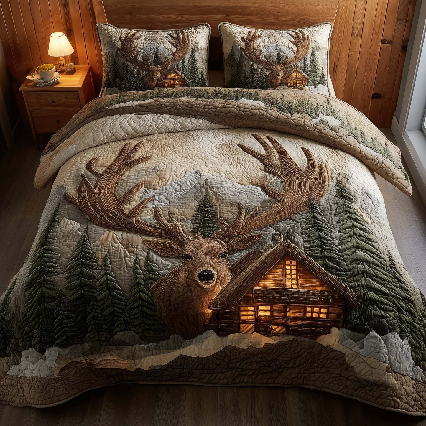 Deer and Cabin Duvet Cover Set GFTOMA7616