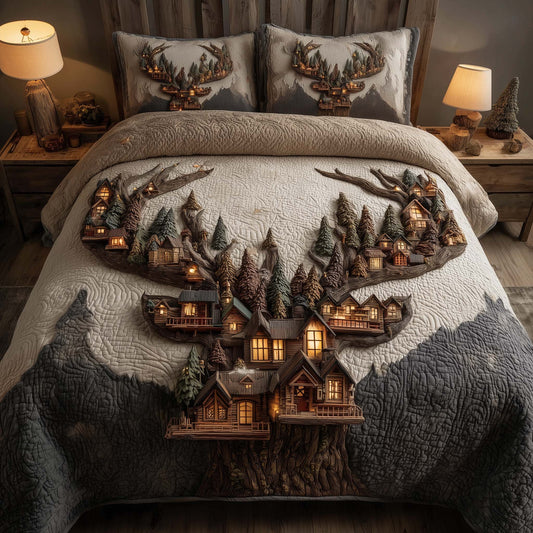 Deer and Cabin Duvet Cover Set GFTOMA7618