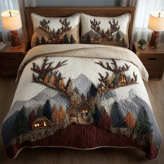 Deer and Cabin Duvet Cover Set GFTOMA7619