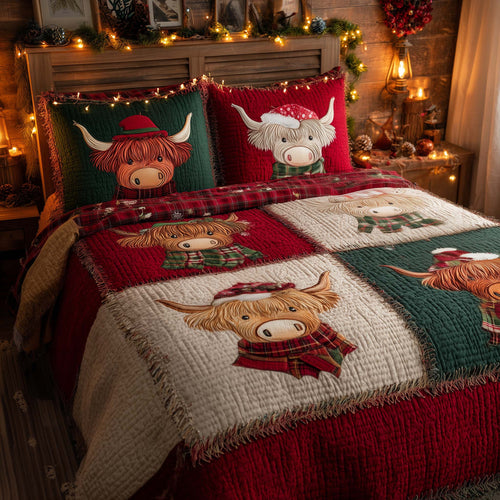 Highland Cow 3-Piece Quilted Bedding Set GFTOMA7648