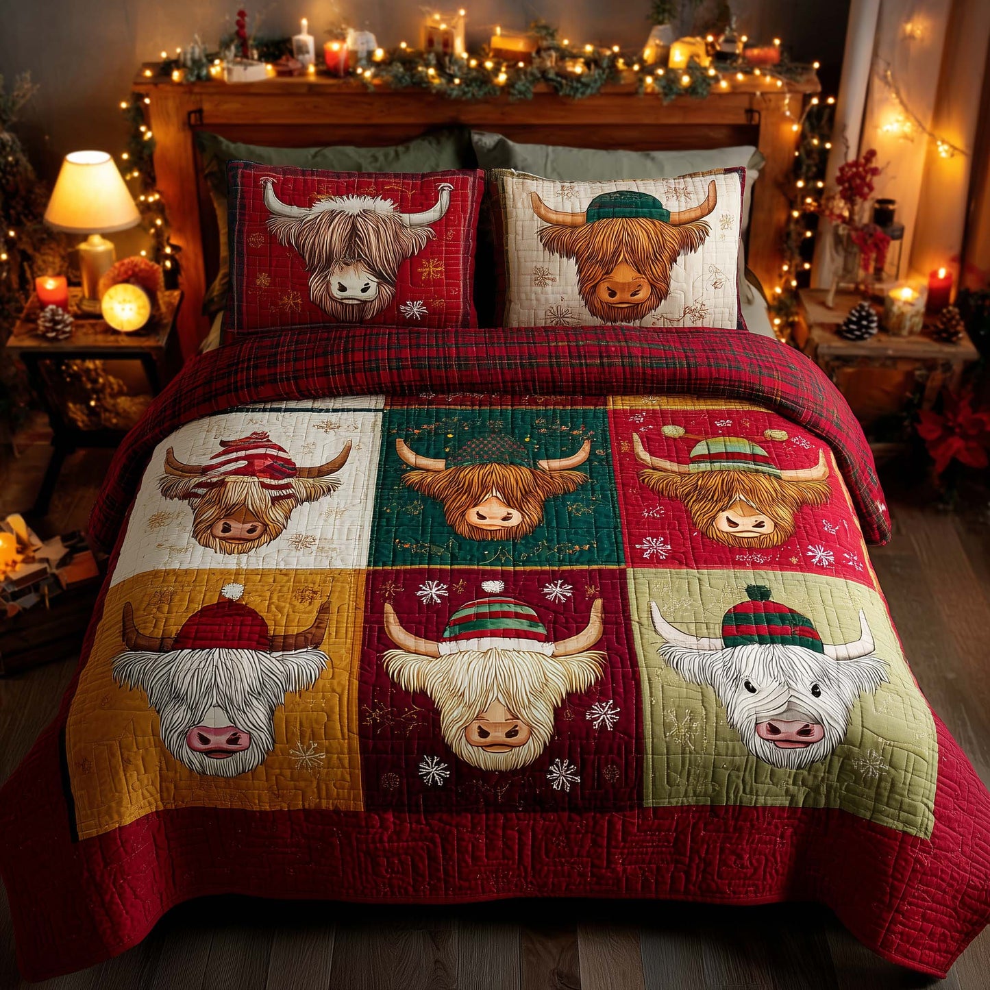 Highland Cow 3-Piece Quilted Bedding Set GFTOMA7650