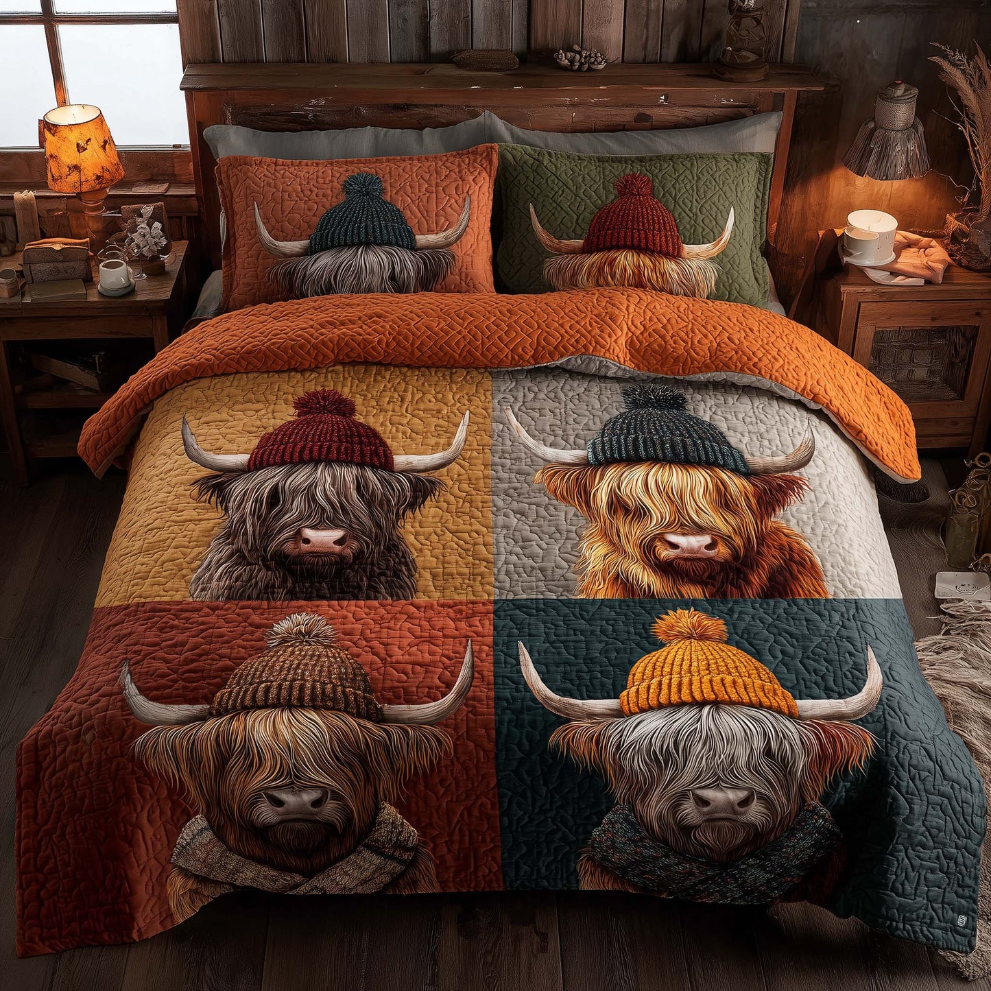 Highland Cow 3-Piece Quilted Bedding Set GFTOMA7651