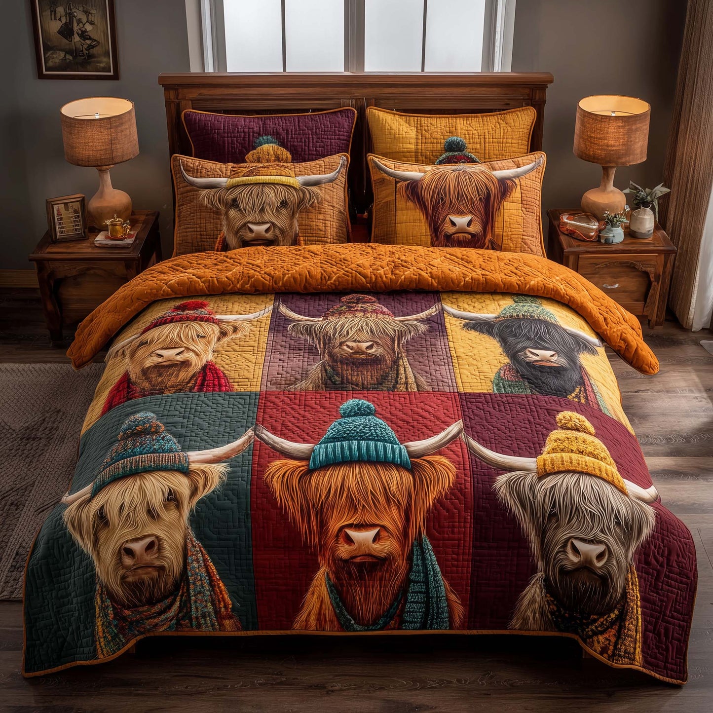 Highland Cow 3-Piece Quilted Bedding Set GFTOMA7652