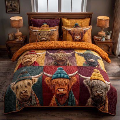 Highland Cow 3-Piece Quilted Bedding Set GFTOMA7652