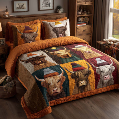 Highland Cow 3-Piece Quilted Bedding Set GFTOMA7653