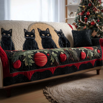 Black Cat Quilted Sofa Cover GFTOMA7658