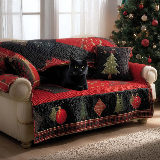 Black Cat Quilted Sofa Cover GFTOMA7659