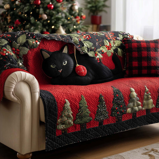 Black Cat Quilted Sofa Cover GFTOMA7661