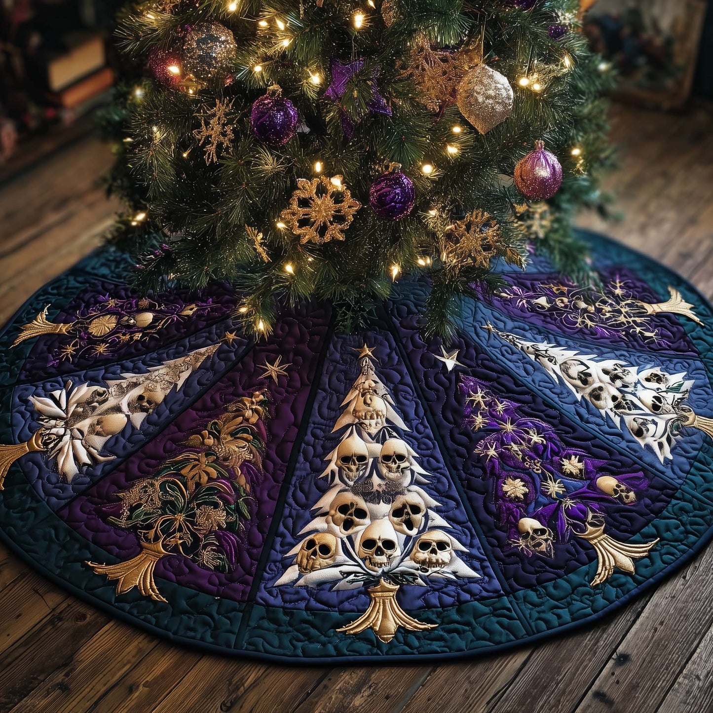 Gothic Yuletide Quilted Tree Skirt GFTOMA7728