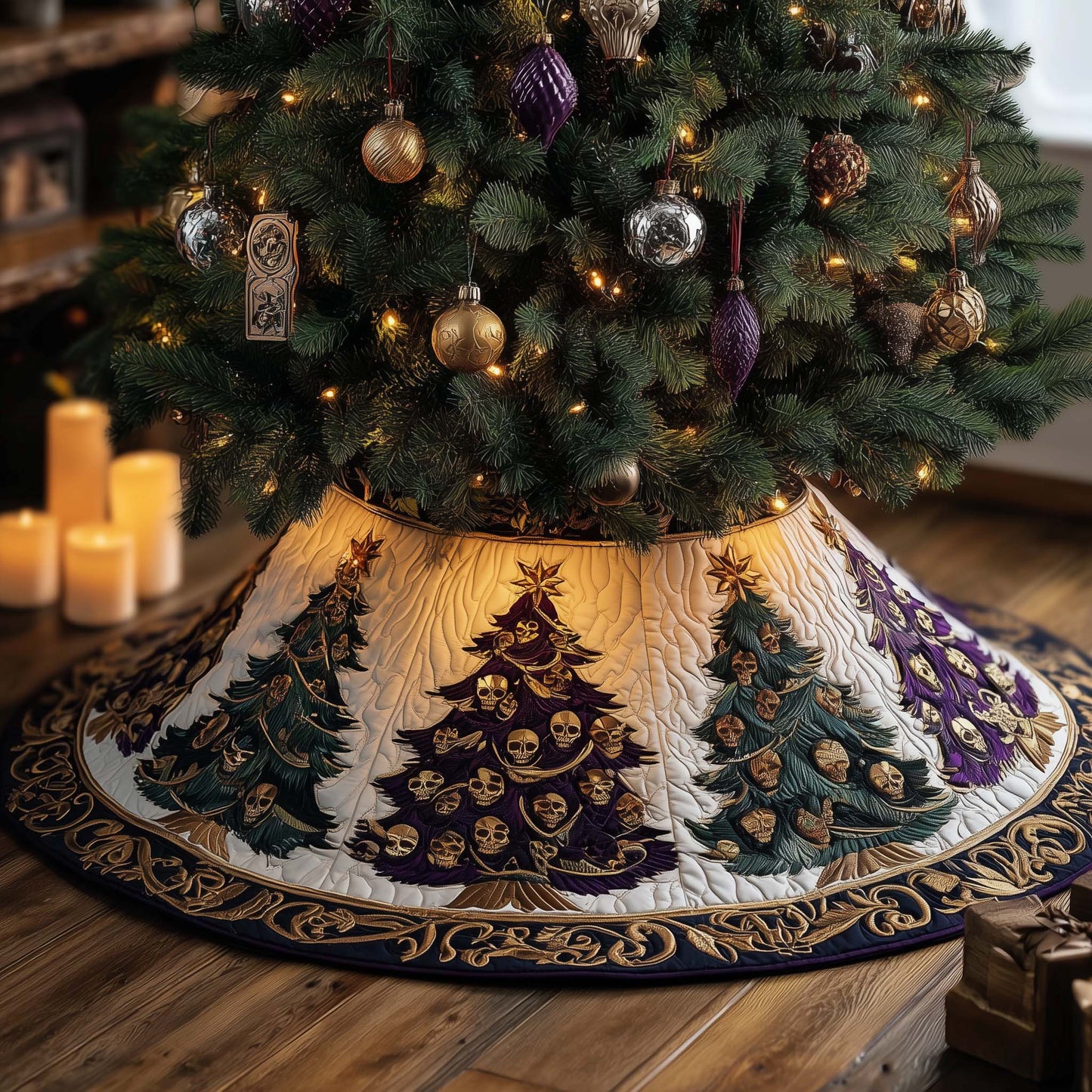 Gothic Yuletide Quilted Tree Skirt GFTOMA7729