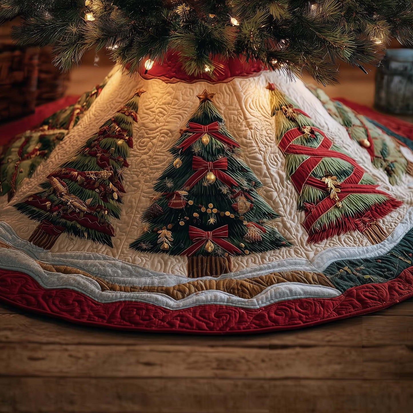 Snowy Retreat Quilted Tree Skirt GFTOMA7738