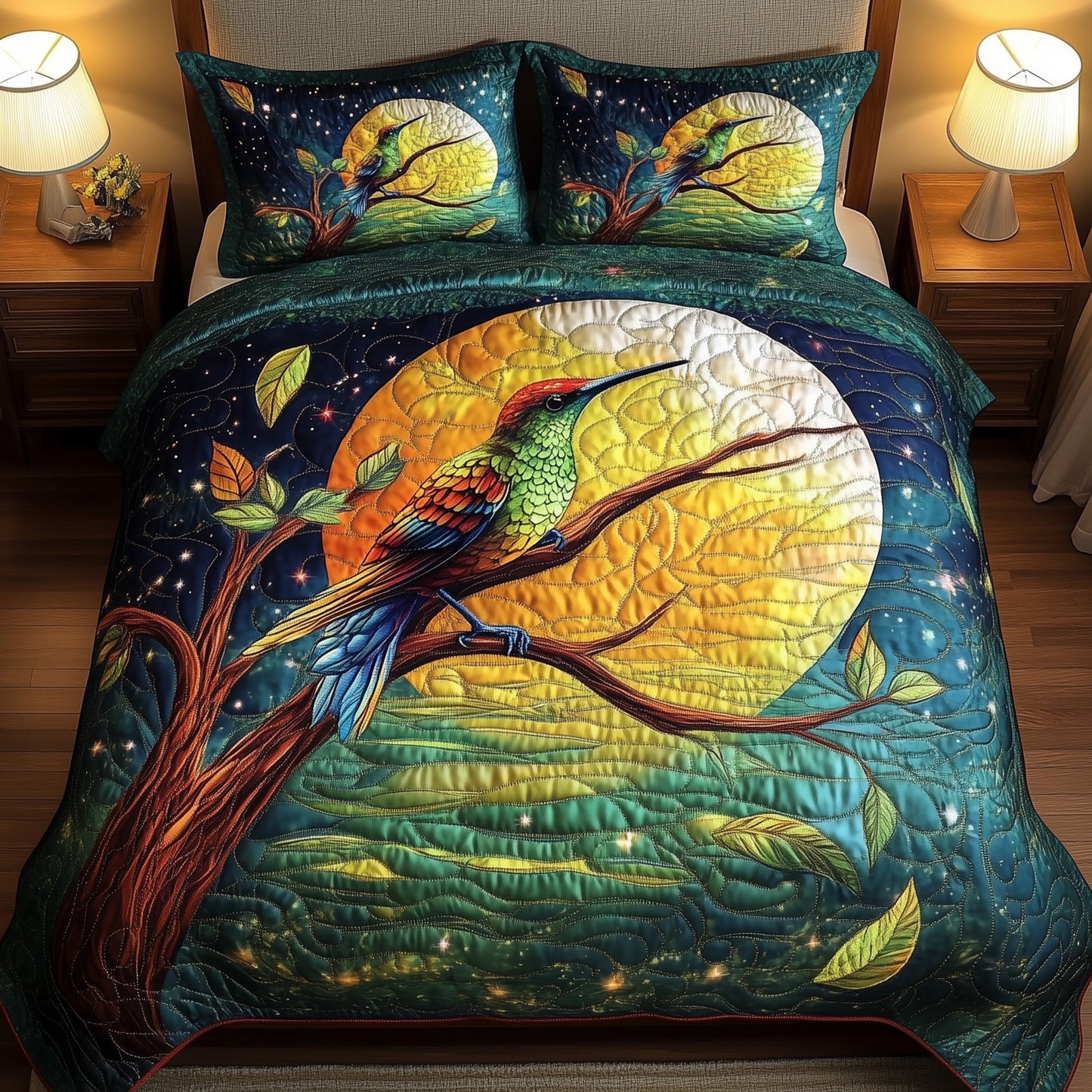 Moonlit Bird 3-Piece Quilted Bedding Set GFTOMA779